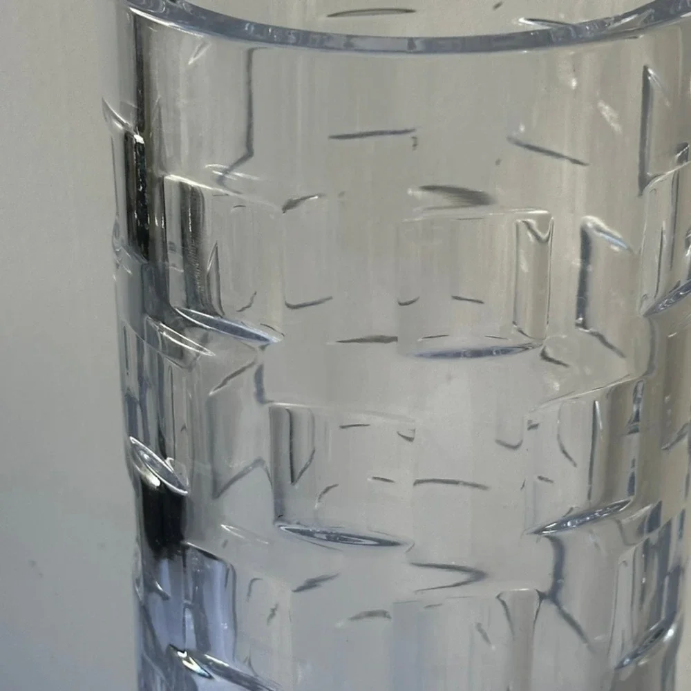 Rosenthal Classic 24% Lead Crystal Tall Cylinder Vase Textured Block Slovenia